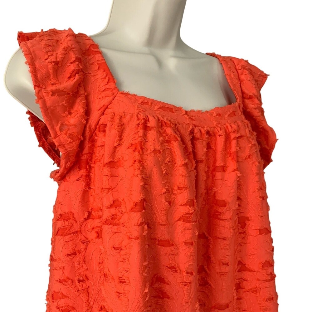 Lauren Conrad Ruffle Sleeve Tank Top - Spanish Coral - Womens Size 1X - Picture 5 of 12